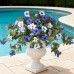 Artificial Fake Flowers Plants for Outdoor Decoration, 2PCS Faux Petunias Silk Flower UV Resistant No Fade for Home Outside Garden Balcony Yard Porch Realistic Indoor Decor (Purple White)
