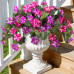 Artificial Fake Flowers Plants for Outdoor Decoration, 2PCS Faux Petunias Silk Flower UV Resistant No Fade for Home Outside Garden Balcony Yard Porch Realistic Indoor Decor (Purple White)