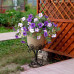 Artificial Fake Flowers Plants for Outdoor Decoration, 2PCS Faux Petunias Silk Flower UV Resistant No Fade for Home Outside Garden Balcony Yard Porch Realistic Indoor Decor (Purple White)